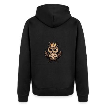 Eule Comic Krone - Unisex Premium Bio Zip Hoodie - Schwarz - Hinten - Nico (187cm)