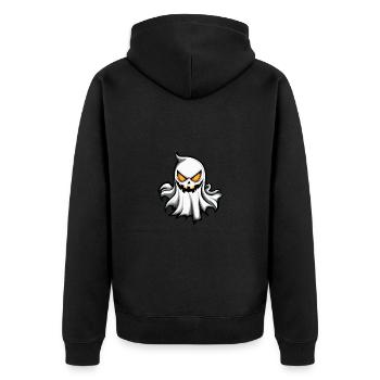 Geist Halloween Comic - Unisex Premium Bio Zip Hoodie - Schwarz - Hinten - Nico (187cm)