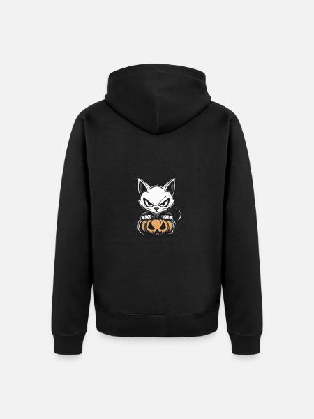 Cat Halloween Cat - Unisex Premium Organic Zip Hoodie - black