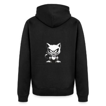 Halloween Cat Cat - Unisex Premium Organic Zip Hoodie - black - Back - Nico (187cm)