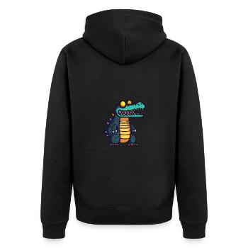 Alligator Halloween Comic Zombie - Unisex Premium Organic Zip Hoodie - black - Back - Nico (187cm)