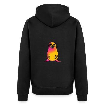 Robbe Tier Halloween Comic - Unisex Premium Bio Zip Hoodie - Schwarz - Hinten - Nico (187cm)