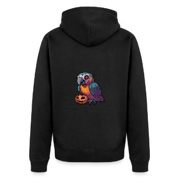 Papagai Halloween Comic Zombie - Unisex Premium Bio Zip Hoodie - Schwarz - Hinten - Nico (187cm)