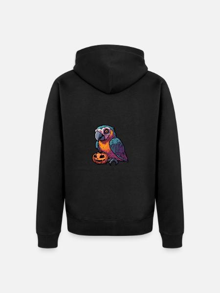 Parrot Halloween Comic Zombie - Unisex Premium Organic Zip Hoodie - black