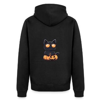 Chat Halloween Chat Cool - Veste à capuche bio Premium Unisexe - noir - Dos - Nico (187cm)