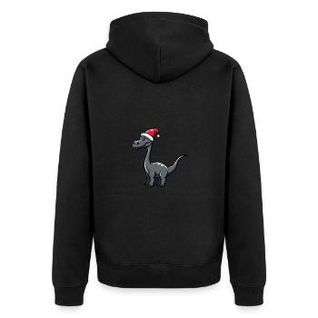 Dinosaur brontosaurus Christmas - Unisex Premium Organic Zip Hoodie - black - Back - Nico (187cm)