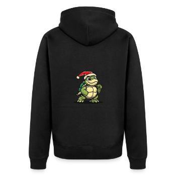 Turtle Christmas - Unisex Premium Organic Zip Hoodie - black - Back - Nico (187cm)