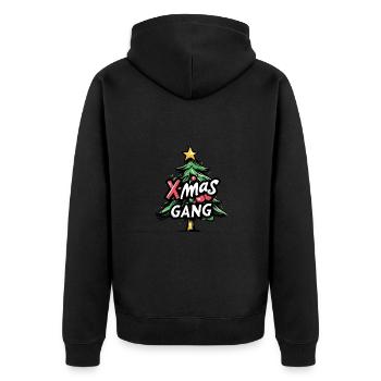 X-Mas Gang Weihnachten Team - Unisex Premium Bio Zip Hoodie - Schwarz - Hinten - Nico (187cm)