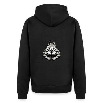 Husky Dog Muscles Bodybuilding - Unisex Premium Organic Zip Hoodie - black - Back - Nico (187cm)