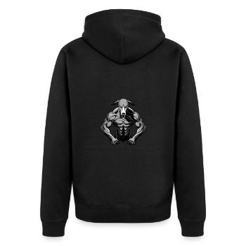 Greyhound Dog Muscles Bodybuilding - Unisex Premium Organic Zip Hoodie - black - Back - Nico (187cm)