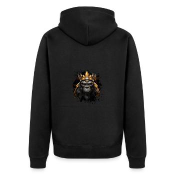 Gorilla Head Portrait Crown - Unisex Premium Organic Zip Hoodie - black - Back - Nico (187cm)