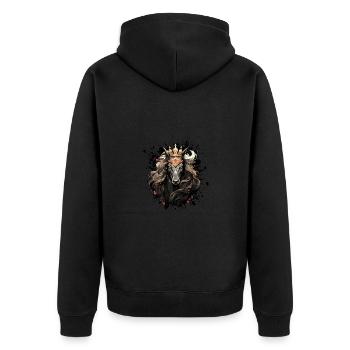 Pferd Kopf Porträt Krone - Unisex Premium Bio Zip Hoodie - Schwarz - Hinten - Nico (187cm)