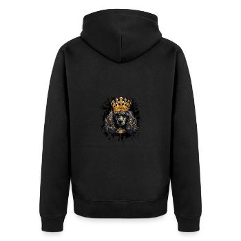 Pudel Hund Kopf Porträt Krone - Unisex Premium Bio Zip Hoodie - Schwarz - Hinten - Nico (187cm)