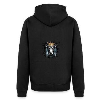 Greyhound Dog Head Portrait Crown - Unisex Premium Organic Zip Hoodie - black - Back - Nico (187cm)