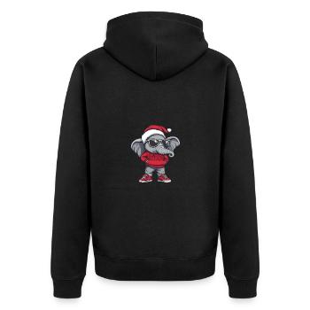 Elefant Weihnachten X-Mas - Unisex Premium Bio Zip Hoodie - Schwarz - Hinten - Nico (187cm)