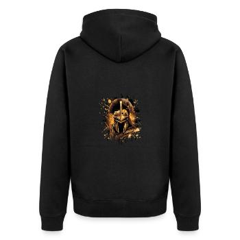 Spartan Helmet - Unisex Premium Organic Zip Hoodie - black - Back - Nico (187cm)