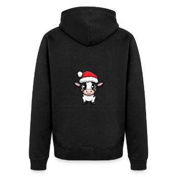 Cow Christmas Christmas - Unisex Premium Organic Zip Hoodie - black - Back - Nico (187cm)