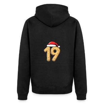 19 Zahl Weihnachten - Unisex Premium Bio Zip Hoodie - Schwarz - Hinten - Nico (187cm)