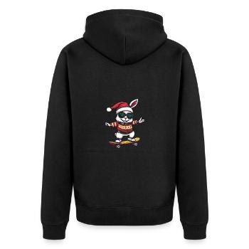 Hase Weihnachten Lustig - Unisex Premium Bio Zip Hoodie - Schwarz - Hinten - Nico (187cm)