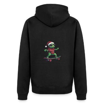 Chameleon Christmas Funny - Unisex Premium Organic Zip Hoodie - black - Back - Nico (187cm)