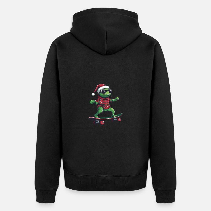Caméléon Noël drôle - Veste à capuche bio Premium Unisexe - noir