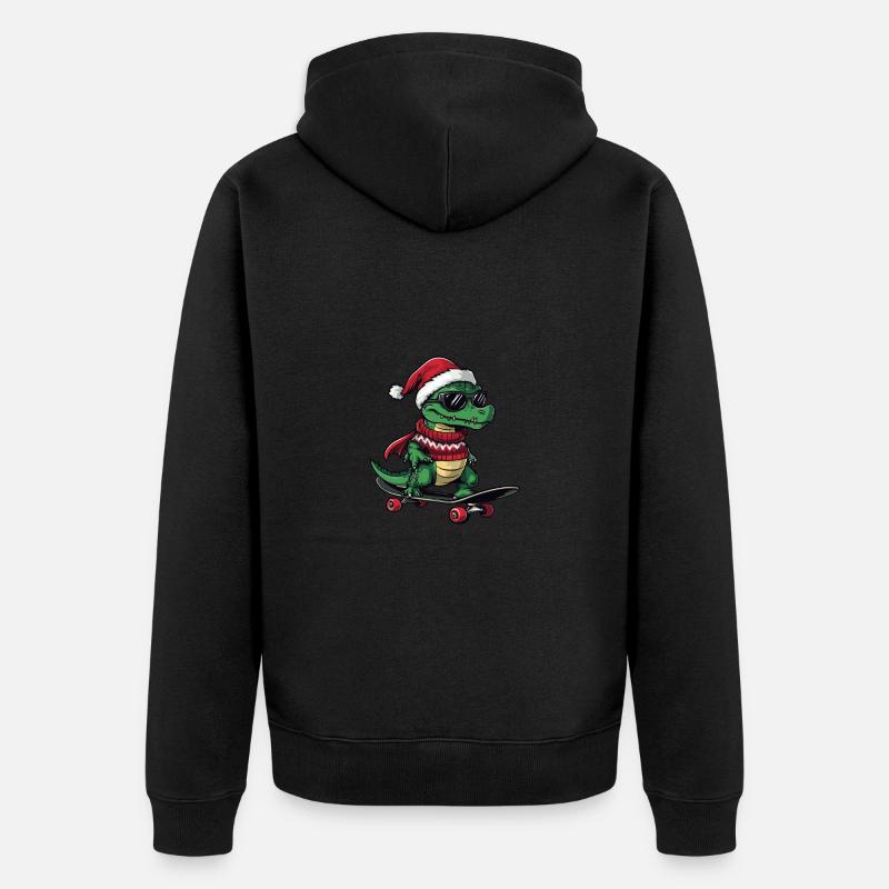 Dragon Noël Drôle - Veste à capuche bio Premium Unisexe - noir