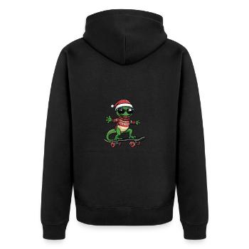 Lizard Christmas Funny - Unisex Premium Organic Zip Hoodie - black - Back - Nico (187cm)