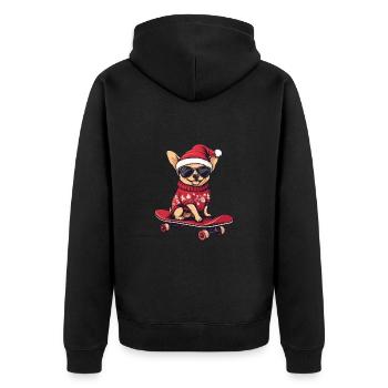 Chihuahua Chien Noël Drôle - Veste à capuche bio Premium Unisexe - noir - Dos - Nico (187cm)