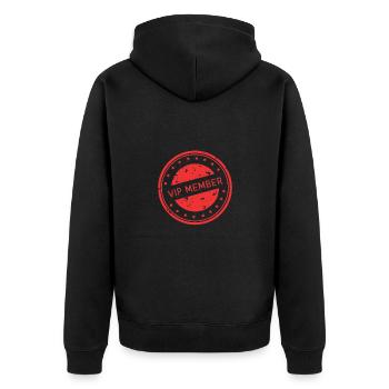 Vip Member Herz - Unisex Premium Bio Zip Hoodie - Schwarz - Hinten - Nico (187cm)
