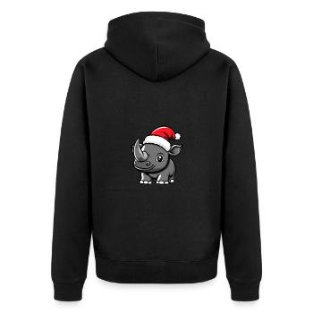 Rhinocéros Noël mignon - Veste à capuche bio Premium Unisexe - noir - Dos - Nico (187cm)