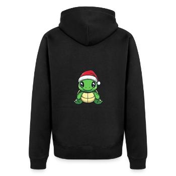 Turtle Christmas Cute - Unisex Premium Organic Zip Hoodie - black - Back - Nico (187cm)