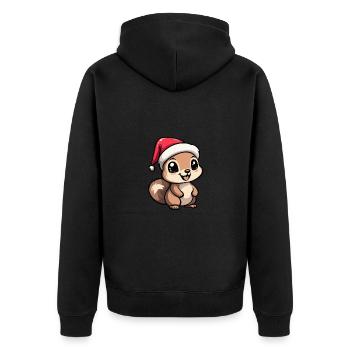 Squirrel Christmas Cute - Unisex Premium Organic Zip Hoodie - black - Back - Nico (187cm)