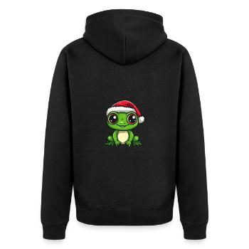 Frosch Weihnachten Niedlich - Unisex Premium Bio Zip Hoodie - Schwarz - Hinten - Nico (187cm)