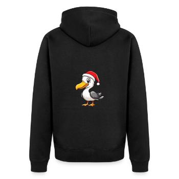 Pelikan Vogel Weihnachten Niedlich - Unisex Premium Bio Zip Hoodie - Schwarz - Hinten - Nico (187cm)