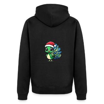 Pfau Vogel Weihnachten Niedlich - Unisex Premium Bio Zip Hoodie - Schwarz - Hinten - Nico (187cm)