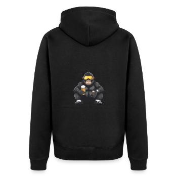 Gorilla Ski Bier - Unisex Premium Bio Zip Hoodie - Schwarz - Hinten - Nico (187cm)