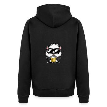 Igel Ski Bier - Unisex Premium Bio Zip Hoodie - Schwarz - Hinten - Nico (187cm)