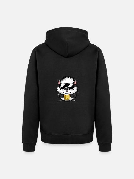 Igel Ski Bier - Unisex Premium Bio Zip Hoodie - Schwarz