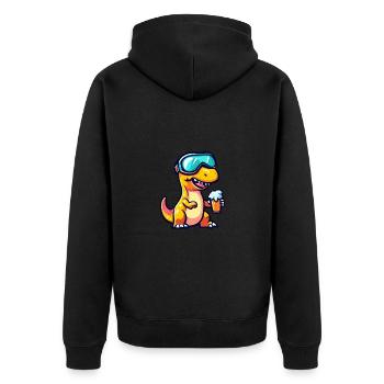 Dinosaurier brontosaurus Ski Bier - Unisex Premium Bio Zip Hoodie - Schwarz - Hinten - Nico (187cm)