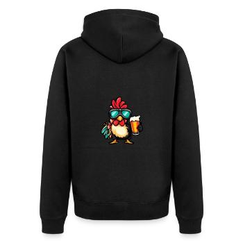 Hahn Ski Bier - Unisex Premium Bio Zip Hoodie - Schwarz - Hinten - Nico (187cm)