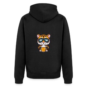 Tiger Ski Bier - Unisex Premium Bio Zip Hoodie - Schwarz - Hinten - Nico (187cm)