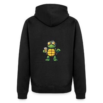 Schildkröte Ski Bier - Unisex Premium Bio Zip Hoodie - Schwarz - Hinten - Nico (187cm)