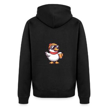 Goose Ski Beer - Unisex Premium Organic Zip Hoodie - black - Back - Nico (187cm)
