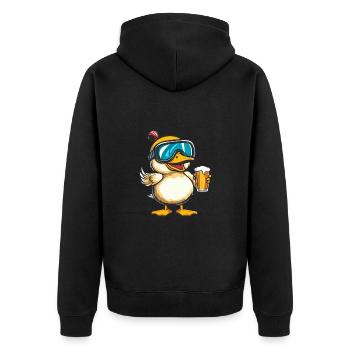 Ente Ski Bier - Unisex Premium Bio Zip Hoodie - Schwarz - Hinten - Nico (187cm)