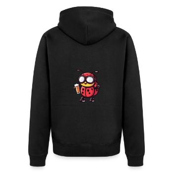 Marienkäfer Ski Bier - Unisex Premium Bio Zip Hoodie - Schwarz - Hinten - Nico (187cm)