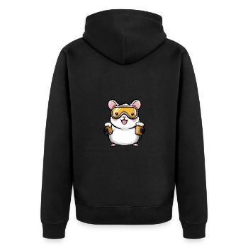 Hamster Ski Beer - Unisex Premium Organic Zip Hoodie - black - Back - Nico (187cm)