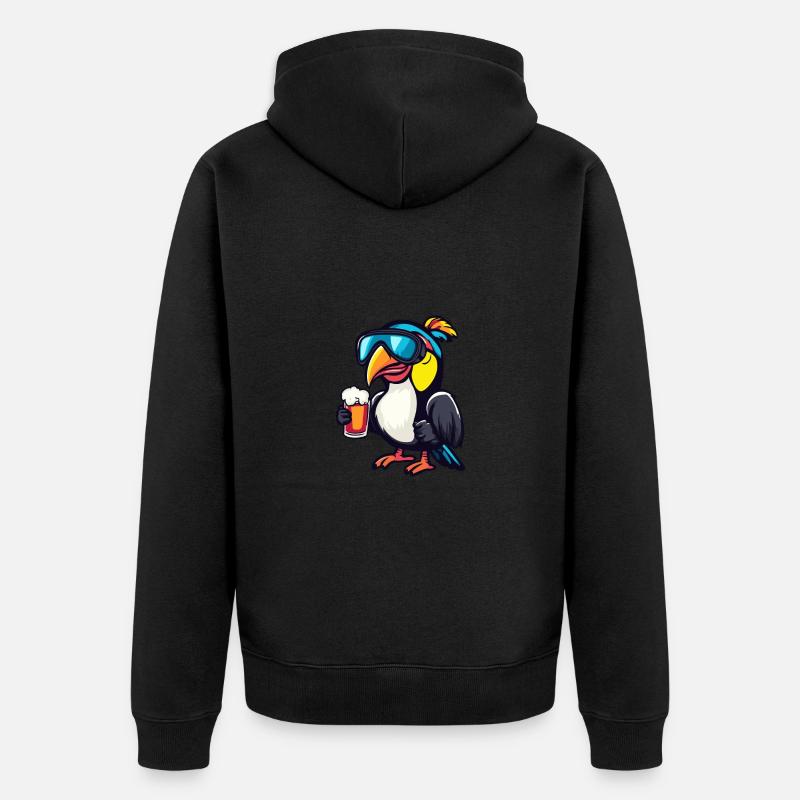Tukan Vogel Ski Bier - Unisex Premium Bio Zip Hoodie - Schwarz