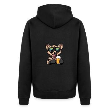 Hyäne Ski Bier - Unisex Premium Bio Zip Hoodie - Schwarz - Hinten - Nico (187cm)