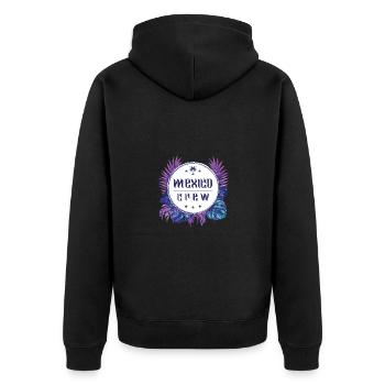 Mexiko Crew Bunt - Unisex Premium Bio Zip Hoodie - Schwarz - Hinten - Nico (187cm)