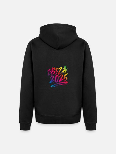 Ibiza 2025 Bunt - Unisex Premium Bio Zip Hoodie - Schwarz